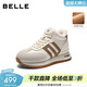百麗（Belle）小金甘復古跑道高幫鞋女冬季新款商場(chǎng)同款厚底加絨休閑鞋E6Q1DDD5 米色-厚絨 38 (240mm)