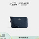 蔻馳（COACH）奧萊女士女包經(jīng)典標志老花角拉鏈腕包迷你錢(qián)包卡包 SV/丹寧色/深丹寧色