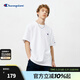 Champion冠軍短袖夏季新款男女全棉舒適簡(jiǎn)約小C LOGO圓領(lǐng)情侶套頭T恤 白色 M