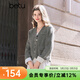 百圖betu女裝春季新款短外套V領(lǐng)袖口撞色寬松短款外套女2501T38 灰色 M