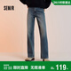 森馬（Semir）森柔牛仔|牛仔褲女抓毛寬松闊腿褲冬季女士做舊長(cháng)褲103724124001A