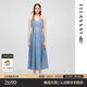 歌力思（ELLASSAY）2025夏季新款棉氣質(zhì)設計感蕾絲拼接牛仔吊帶連衣裙女EWE361N01900 牛仔藍 S