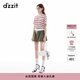 DZZIT地素短袖T恤夏季休閑條紋圓領(lǐng)正肩上衣女3J2B3522G 粉紅色 XS