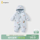 童泰（TONGTAI）嬰兒連體衣冬季純棉夾棉寶寶衣服兒童外出加厚連帽爬服藍色80cm