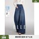 ELLE摩登純棉高腰牛仔褲女2025秋季新款小個(gè)子通勤顯瘦氣質(zhì)直筒褲 牛仔藍 M