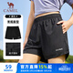 駱駝（CAMEL）速干運動(dòng)短褲女休閑透氣梭織五分褲子 J0S1UL8125-2 黑色 M