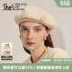 She's茜子巴比耶優(yōu)雅小香風(fēng)秋冬貝雷帽小眾設計優(yōu)雅帽子百搭畫(huà)家帽女帽 白色H0 均碼 M(56-58cm)