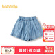 巴拉巴拉童裝兒童短褲女童牛仔褲2025夏季A字裙褲蝴蝶結抑菌208225110006