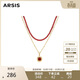 Arsis【明星同款】鴻運雙層疊鏈虎眼石項鏈紅色吊墜送女友情人節禮物