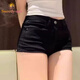 Sweetly·Sun辣妹外穿緊身包臀顯瘦低腰鉚釘黑色短褲女新款彈力性感熱褲子女 黑色. S 建議92斤