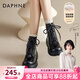 達芙妮黑色馬丁靴女2025秋冬厚款戶(hù)外旅游經(jīng)典穿搭配裙子厚底英倫風(fēng)短靴 黑色-單里7孔【筒高11CM】 36