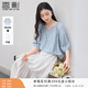香影中袖襯衫女圓領(lǐng)2026夏裝新款慵懶泡泡袖氣質(zhì)淑女寬松藍色上衣 藍色 M 160/84A/95-110斤