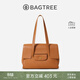 BAGTREE【明星同款】包包樹(shù)海豚包輕奢植鞣皮托特包大容量通勤女士電腦包 大號-焦糖色 能裝14寸MacBook 高級小眾