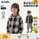 馬·拉?。∕.Latin）兒童外套25春秋新款男童復古格紋學(xué)院風(fēng)假兩件連帽襯衫外套 黑色格 100