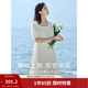茵曼（INMAN）七七同款連衣裙2026夏女裝新款田園純棉提花方領(lǐng)A字泡泡袖蛋糕裙 珍珠白 M