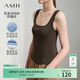 AMII女裝2026春季極簡(jiǎn)新款修身百搭內搭U領(lǐng)方領(lǐng)無(wú)袖雙曲紗彈 亞麻青棕 M