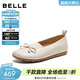 百麗（Belle）簡(jiǎn)約蝴蝶結單鞋女2026春新商場(chǎng)同款柔軟羊皮媽媽鞋F3T2DAQ6 米色 38