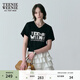 Teenie Weenie小熊女裝T恤夏寬松舒適簡(jiǎn)約休閑時(shí)尚個(gè)性V領(lǐng)短袖 黑色 S