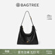 BAGTREE【明星同款】包包樹(shù)圖南頭層植鞣牛皮hobo女包單肩腋下通勤斜挎包 檀黑色-大號 贈斜挎延長(cháng)肩帶 高級小眾