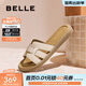 百麗（Belle）度假風(fēng)一字拖女商場(chǎng)同款舒適可外穿休閑拖鞋E2T1DBT5預售 米色 38 (240mm)