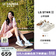 萊爾斯丹（le saunda）李施嬅同款春新款厚底休閑松糕板鞋小白鞋女7M50101 星光銀SVK36