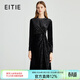 愛(ài)特愛(ài)（EITIE）優(yōu)雅法式復古絲絨裙子暗紋收腰連衣裙秋季新款小黑裙C2407402 極簡(jiǎn)黑20 XL 170