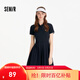 森馬（Semir）連衣裙女夏季撞色polo領(lǐng)短裙字母休閑顯瘦運動(dòng)風(fēng)學(xué)院風(fēng)百褶裙 藍色調00388 S 155/80A