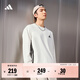 adidas三條紋休閑簡(jiǎn)約寬松長(cháng)袖T恤男女秋季阿迪達斯輕運動(dòng)   米白   S