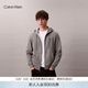 Calvin KleinJeans早秋新款男士休閑運動(dòng)ck刺繡抓絨連帽開(kāi)衫衛衣40QM434 P7E-淺灰 S