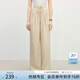 范思藍恩天絲亞麻直筒松緊腰休閑褲女2025年夏季新款山本褲子2333 卡其色 M