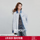 初語(yǔ)牛仔冷轉移拼接開(kāi)衫女2025秋季新款條紋蝴蝶結印花上衣襯衫 藍白條 M