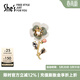 She's茜子唯愛(ài)序曲原創(chuàng  )山茶花胸針高檔胸花別針絲巾扣配飾生日禮物女 墨綠色D0