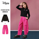 迪士尼（Disney）女童休閑套裝2026春秋季新款中大童寬松連帽衛衣工裝長(cháng)褲兩件套 玫粉色 140