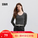 森馬（Semir）毛衣女短款假兩件正肩顯瘦2025春季新款緊身絞花毛衫慵懶氣質(zhì) 白灰色調00312 M 160/84A