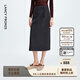 朗姿【精英衣櫥】直筒復古風(fēng)黑色西裝半身裙高級感通勤半裙秋季新款 中灰色2 L