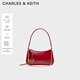 CHARLES&KEITH26春新品新年系列鏈條腋下包斜挎包包女包婚包CK2-80151362-D Tomato Red番茄朱紅 S