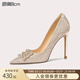 Lily Wei鎏金之夢(mèng)系列高跟鞋香檳金色婚鞋大碼41-43婚宴禮儀單鞋 火樹(shù)銀花香檳金 8cm 33
