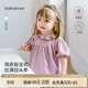 babylove女寶寶短袖上衣夏季薄款純棉紗布透氣泡泡袖甜美t恤嬰幼兒夏裝 玫瑰紫 90