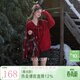 三彩獨醒2026春季新款寬松毛衣新年毛衫V領(lǐng)系帶長(cháng)袖開(kāi)衫F 車(chē)厘子紅 M 160/84A