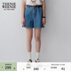 Teenie Weenie小熊牛仔短褲女夏季韓版簡(jiǎn)約休閑松緊高腰時(shí)尚牛仔褲女 深藍色 M (165)