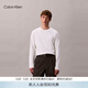 Calvin KleinJeans春秋男士休閑通勤ck刺繡純棉圓領(lǐng)純色內搭打底衫長(cháng)袖T恤 YAF-牛乳白 M