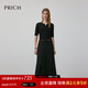 PRICH時(shí)尚圓領(lǐng)針織拼接假兩件連衣裙春季氣質(zhì)收腰長(cháng)裙女 19黑色 L (170)