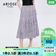 艾諾絲雅詩(shī)【商場(chǎng)同款】夏新款高腰設計感小眾a字雪紡半身裙女10533582 紫底黑點(diǎn) M