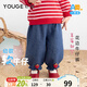 幼歌（YOUGE）嬰幼兒秋季新款活潑草莓柔軟燈籠褲輕盈透氣寬松牛仔褲 牛仔藍（66-90兩用襠） 90 cm