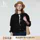 哈吉斯（HAZZYS）女裝 秋季款女士【PHIZ系列】燈芯絨拼接領(lǐng)箱型牛仔夾克女 黑色BK M (160/84A 38)