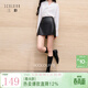 三彩2025秋季新款摩登皮裙開(kāi)叉半身裙A字裙短裙簡(jiǎn)約S 經(jīng)典黑 XL 170/76A