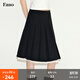 fano studios范洛Fano 甜酷A字款學(xué)院風(fēng)百褶拼接花邊下擺顯瘦半身裙女2025新款 黑色 現貨 S