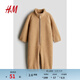H&M童裝男嬰女?huà)脒B身衣春季居家服長(cháng)袖長(cháng)褲保暖加絨連身褲1239980 米色 80cm 80/48