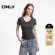 ONLY2026春季新款蝴蝶立體扭結V領(lǐng)修身純色舒適T恤女|126101041 E11暗夜黑色 XL