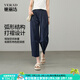 婭麗達元絲棉感闊腿鐮刀褲女夏季新款褲子薄款休閑褲小個(gè)子哈倫褲 海軍藍(B0) 28